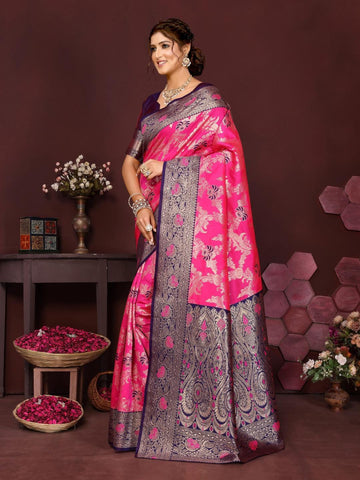 Varanga Women Banarasi Saree With Blouse Piece